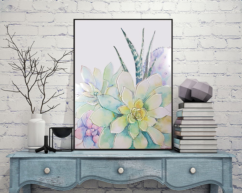 Modern Green Plant Painting اللوحة النباتية الخضراء الحديثة